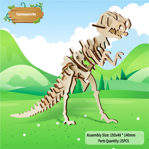 Puzzle 3D réaliste en bois de dinosaure Stégosaure - Jouet éducatif DIY pour enfants, jeu créatif et exploration des animaux préhistoriques - Product Image 2