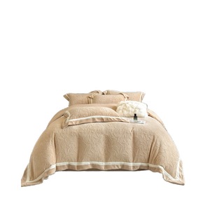 Milk Fleece Four-Piece <b>Bedding</b> <b>Set</b> Thickened Warm Anti-Static Winter Baby <b>Bedding</b> Plants And Flowers Pattern Simple Style - Product Image 5
