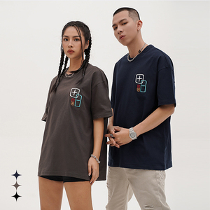 T-shirt en coton de haute qualité, poids lourd, nouveau modèle, col rond, longueur courte, logo brodé personnalisé, coupe ample, motif imprimé - Product Image 5