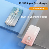 Batterie externe étanche ultra-fine à motif de dessin animé, 10000 mAh, charge rapide 66W, câble intégré, sans batterie externe