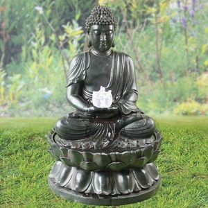 <span class=keywords><strong>Fontaine</strong></span> <span class=keywords><strong>solaire</strong></span> d'eau en résine pour l'extérieur, représentant un <span class=keywords><strong>Bouddha</strong></span> - Product Image 2