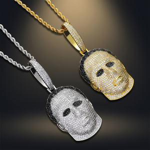 Pendentif Masque Cartoon Hip Hop Diamant en Argent 925 Plaqué Or et Argent, Breloque Unisexe Certifiée par un tiers pour Collier Cadeau - Product Image 3