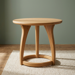 Table à manger ronde en teck massif de style scandinave moderne, base à trois pieds ouverte, durable, écologique, imperméable, pour appartement - Product Image 4