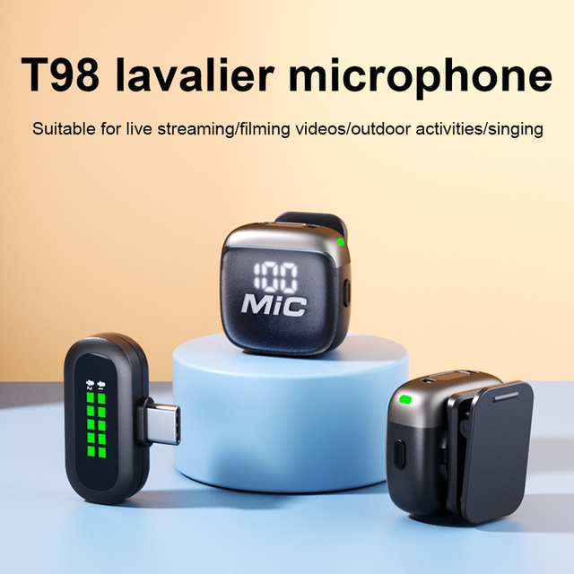 2026 Factory Latest 2.4G Wireless Type C Lavalier Lapel Microphone Tiny Dual Mini Noise Reduction Collar Clip Vlog Record
