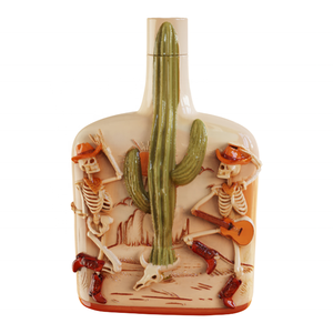 Botella de Licor de Cerámica con Diseño de Dos Esqueletos de Vaqueros del Desierto Tocando la Guitarra, para Tequila, <span class=keywords><strong>Mezcal</strong></span>, Whisky y Otras Bebidas Alcohólicas, con Cactus - Product Image 1