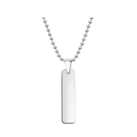 Collar con Colgante de Barra Vertical en Acero Inoxidable para Grabado Láser Personalizado con Nombre o Letra, Ideal para Regalos de Joyería DIY