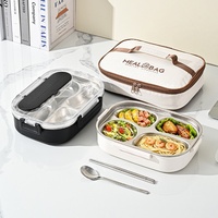 Boîte à bento hermétique en titane pur, résistante à la chaleur, 800-1000 ml, quatre compartiments, réfrigérable, portable et facile à utiliser