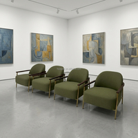Fauteuil Minimaliste en Velours avec Structure Métallique pour Appartement, Salle à Manger, Salon, Hall d'Hôtel, Bureau, Réception, Salle d'Attente