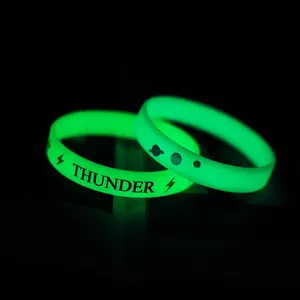 Customized Printing Sports Rubber Silicone Wristband With Logo Hand Band Luminous Wristbands Glow In Dark Rubber Bracelets