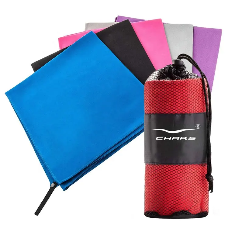 Wholesale Custom Digital Printed Quick-Dry Sweat Travel Fitness Gym Sports Microfiber Towel with Mesh Bag