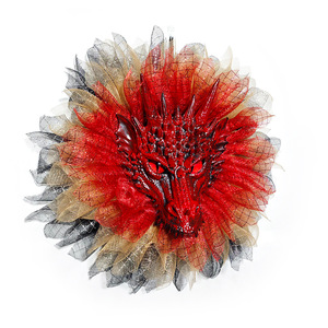 Luling Yaoyao - Corona de máscara de dragón rojo para Halloween, decoración interior, adorno colgante para puerta y pared para fiestas de terror - Product Image 5