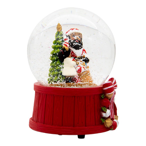 Scultura Personalizzata in Resina Dipinta a Mano, Decorazione Natalizia Realistica, Babbo Natale Afroamericano Musicale con Cristalli di <span class=keywords><strong>Neve</strong></span> - Product Image 2