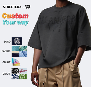 Logotipo personalizado Oem & Odm Camisetas Rhinestone 100% Algodón 320 Gramos Camiseta Transferencia de calor Rhinestones Gradient Camisetas para hombres - Product Image 1