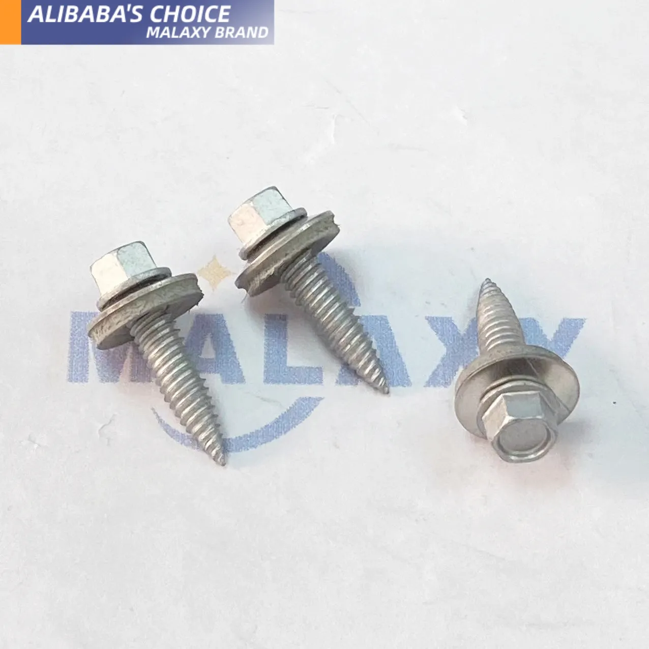 MALAXY Steel metal fine thread timber hex flange head self tapping roofing screw with EPDM washer