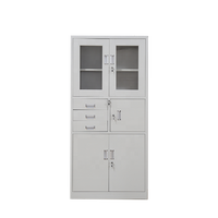 Armoire de rangement moderne en acier pour documents, avec portes vitrées solides et tiroirs verrouillables, pour usage domestique, bureau ou scolaire, achat en gros