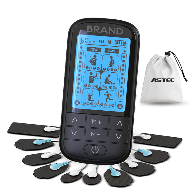 New Design Dual Channel EMS Muscle Stimulator Rechargeable TENS Machine Massager with Dry Battery