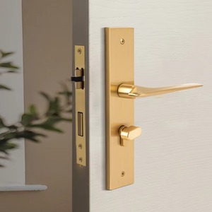 Serrures et poignées de porte intérieures en bois à levier avec grande poignée, prix compétitif, pour salle de bain - Product Image 6