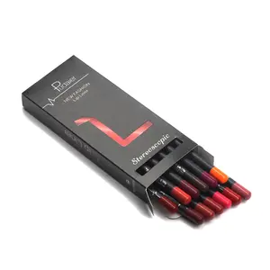 Pudaier 12 cores/caixa impermeável duradoura lábio forro fosco lábio lápis sem desbotamento batom caneta