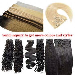 <b>Clip</b> in Hair <b>Extensions</b> 100human Hair High Quality Virgin 100% Remy Half Wig <b>Clip</b> in Hair <b>Extensions</b> - Product Image 2