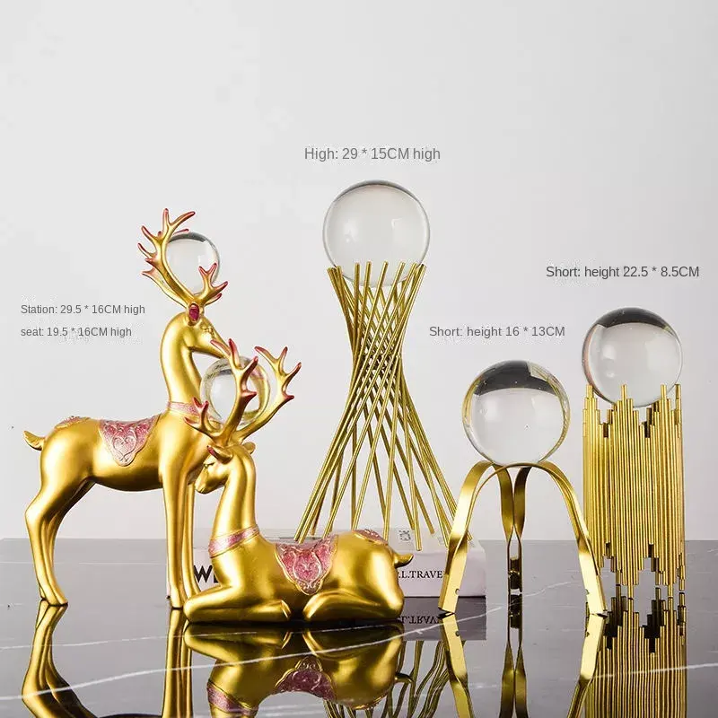 Modern Interior Living Room Luxury Gold Deer Crystal Ball Home Decor