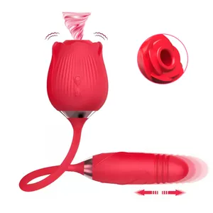 Dropshipping from USA Warehouse Rose Vibrator Sex Toy Women, Rose Red Shape Nipple Sucker Vibrador Tongue Vagina Vibrators