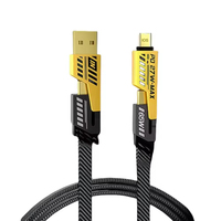 Cable de Carga Rápida PD de 65W al por Mayor, Cable USB Multifuncional 4 en 1 con Cubierta de Nailon, Cable de Aleación de Zinc para Reloj, Teléfono y Transferencia de Datos