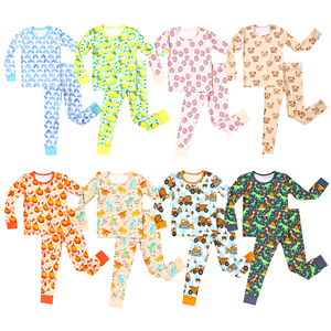 Ensemble de vêtements de <span class=keywords><strong>pyjama</strong></span> pour bébé en bambou biologique personnalisé, manches longues, 2 pièces, <span class=keywords><strong>pyjama</strong></span> doux pour enfants, vêtements de nuit respirants, ensembles de <span class=keywords><strong>pyjama</strong></span> pour bébé - Product Image 1