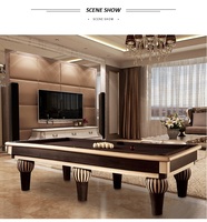 Table de billard américaine haut de gamme BOJAZND 8ft 9ft avec pieds en bois massif, poches en cuir véritable et plateau en ardoise marbrée