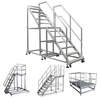 Plate-forme mobile roulante de sécurité à quatre roues en aluminium personnalisable marches échelle entrepôt mains courantes aide au levage des roues Support OEM