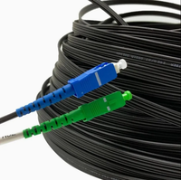Kabel Patch FTTH Drop Cable 50m 80m 100m 150m 250m Fiber Patch Cord LC-APC SC-UPC SM MM Om3 OM4 G652D G657A FRP Kawat Baja