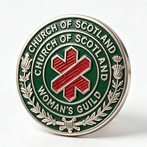 Insignia Circular de la Hermandad Femenina de la Iglesia de Escocia, Plateada, de Aleación de Zinc, con Esmalte Duro, Emblema Religioso - Product Image 3