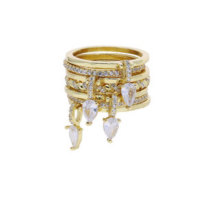 7: مجموعات حلقات الخطوبة القابلة للتكديس ، حلقة ربط قطرة الماء المكعبة ، متعددة النساء - Product Image 6