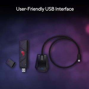Adaptateur WiFi 7 Tri-Bande Sans Fil Rog USB-BE92 6GHz 6500Mbps pour Windows Noir - Product Image 3