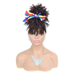 High Puff Afro Curly Peluca con cordón de cola de caballo Short Afro Kinky Clip-On para trenzar el <span class=keywords><strong>cabello</strong></span> - Product Image 1