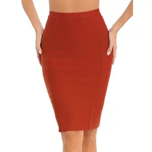 16 Kleuren Xl Xxl Sexy Stevige Rits Oranje Blauw Zwart Rood Roze Bandage Rok Vrouwen Elastische Bodycon Zomer Kokerrok 58Cm