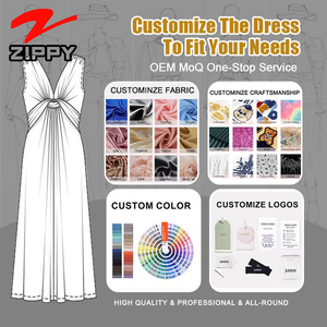 <span class=keywords><strong>Vestido</strong></span> Midi ZIPPY OEM Personalizado, Elegante, de Piel Sintética, Estilo Vintage de Lujo, con Cuello en V Profundo, Mangas Largas Abullonadas y Abertura Trasera, Ajustado al Cuerpo - Product Image 2