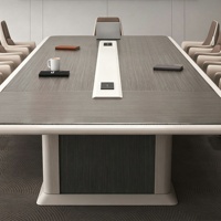 Table de conférence minimaliste moderne de 87 à 315 pouces de large (7 à 26 pieds) pour 6 à 26 personnes avec structure en acier