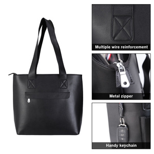 Personnalisé Grand <span class=keywords><strong>Noir</strong></span> Doux En Cuir Véritable Sac À Main En Cuir Véritable Fourre-Tout Sac - Product Image 5