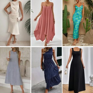 Vente en gros – Nouvelle collection été 2025 : Robes décontractées à col en V pour femmes, vêtements d'occasion à assortir, Topus Polyester/Coton Chine/Guangzhou - Product Image 5