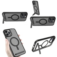 Casing Magnetik Transparan untuk iPhone 16 Pro Max 17 Air 15 14 13 12 11 Plus, Penutup iPhone Bening dengan Penyangga