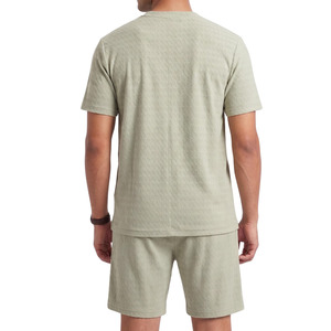 Ensemble 2 pièces été homme : T-shirt et short en coton uni, respirant et confortable, col rond - Product Image 2
