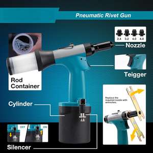 Kit de pistolet à riveter <span class=keywords><strong>pneumatique</strong></span> Outil de <span class=keywords><strong>riveteuse</strong></span> hydraulique à air robuste avec 200 rivets pour réparation automobile - Product Image 5