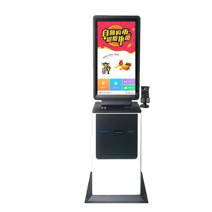 Tùy chỉnh tự dịch vụ thanh toán kiosk 21.5 inch vé, in, báo cáo kiosk đứng dẫn Màn hình hiển thị tự đặt hàng kiosk