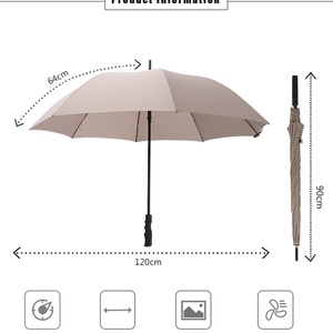 Ultra Light Weight Black Fiberglass Golf <b>Umbrella</b> 27 Inch 8Ribs 230g OEM/ODM Windproof Straight Stick Business Gifts - Product Image 2