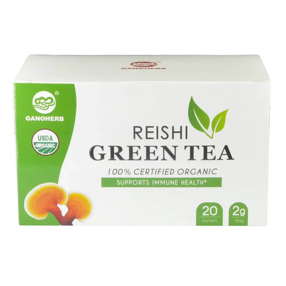 नि: शुल्क नमूने OEM थोक 100% कार्बनिक reishi मशरूम lingzhi निकालने हरी चाय बैग Ganoderma चाय