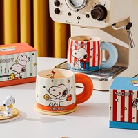 Nouvelles tasses en céramique colorées de style pierre, grande capacité, rayées, motif dessin animé mignon, compatibles lave-vaisselle et micro-ondes, coffret cadeau, tasses d'anniversaire