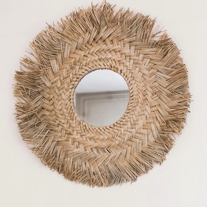 Espejo decorativo de alta calidad hecho a mano con diseño moderno para pared del hogar, de estilo vintage, hecho en Vietnam, material de ratán - Product Image 5