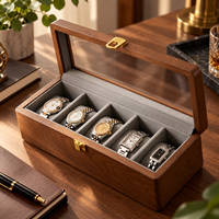 Boîte de rangement pour montres en bois avec doublure en velours, étui de présentation pour 5 montres, pour collection à domicile et cadeaux