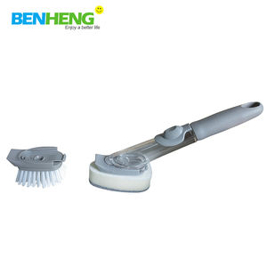 Cepillo multifuncional para fregar platos de cocina con mango largo para lavar, cepillo de limpieza, dispensador de líquidos, toallita para lavar ollas - Product Image 2