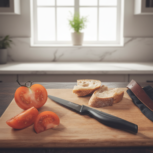 Coltello da Cucina Artigianale in Acciaio ad Alto Tenore di Carbonio da 11 cm con Lama Seghettata da 8 Pollici per Tagliare il Pane, Ideale per Chef - Product Image 3